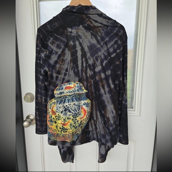 VTG Citron Cardigan Size Large Women Tie Dye Open Front Artsy Bohomeim Y2k - Picture 14 of 16